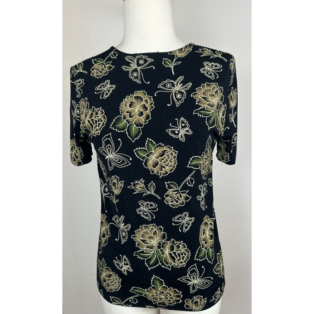 Vintage Y2K Rose Tattoo Floral Butterfly Burnout Whimsigoth Fairy Blouse M